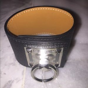 HERMES Creneau Bracelet Leather Epsom calfskin Size S Black New No packaging